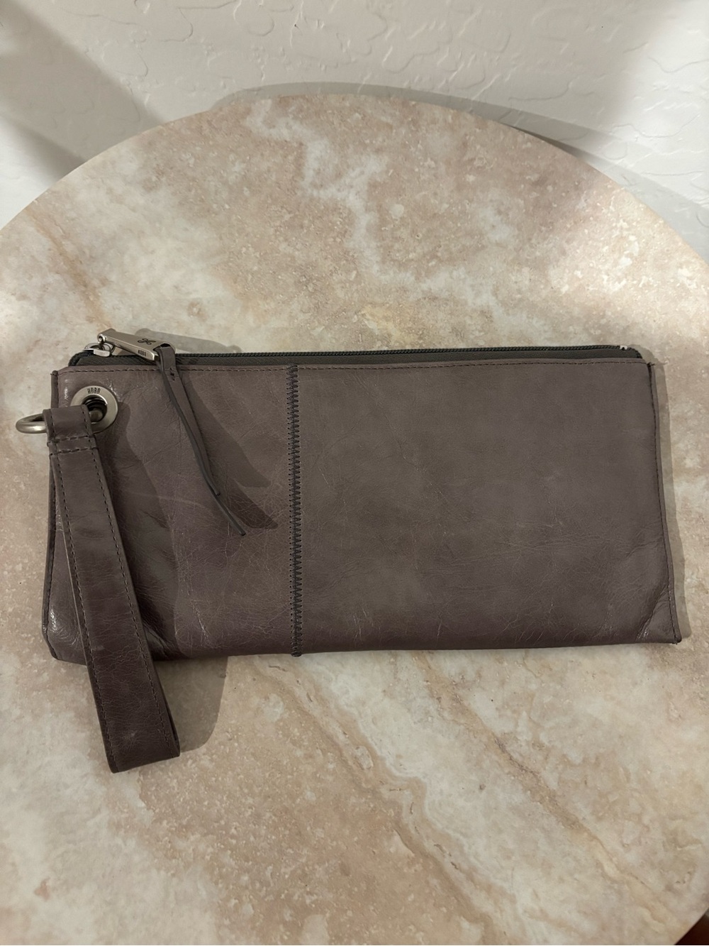 Hobo Vida Gray Leather Wristlet Clutch
